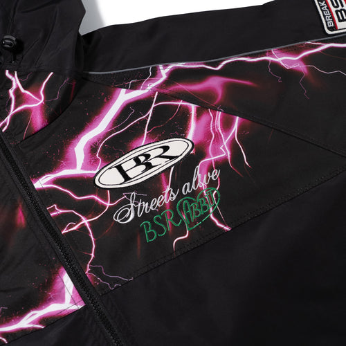 Patched Utility Hooded Jacket Black / Thunder Pink