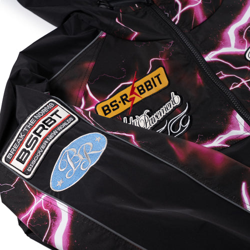 Patched Utility Hooded Jacket Black / Thunder Pink