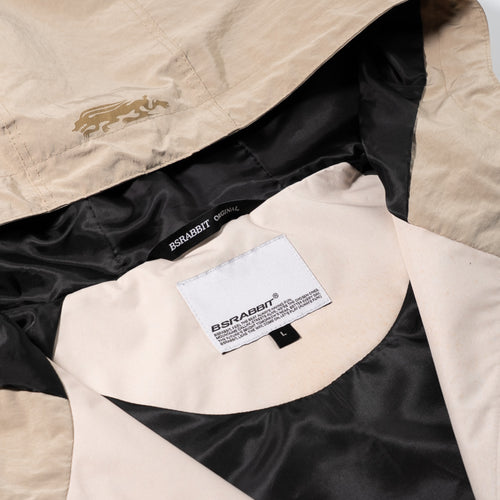 Hare1502 Art Print Hooded Jacket Cream Beige