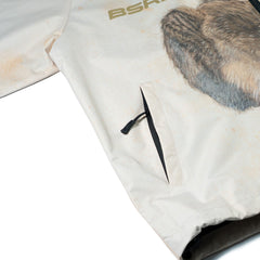 Hare1502 Art Print Hooded Jacket Cream Beige