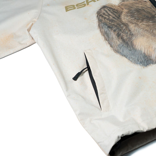 Hare1502 Art Print Hooded Jacket Cream Beige