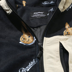 Royal Fleece Hooded Jacket Bear Rabbit Black