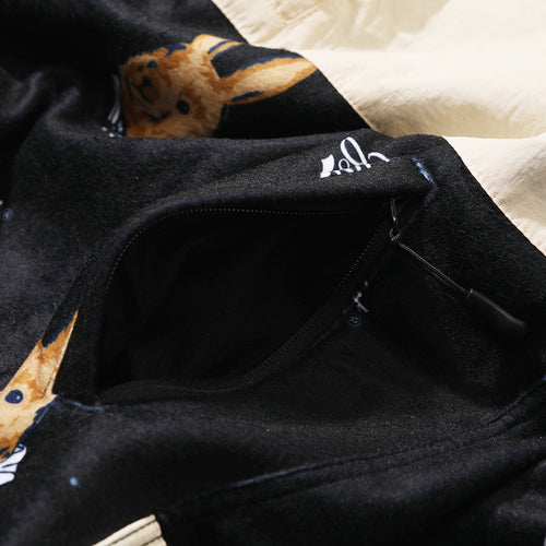 Royal Fleece Hooded Jacket Bear Rabbit Black