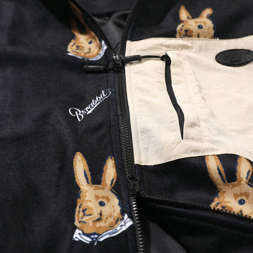 Royal Fleece Hooded Jacket Bear Rabbit Black