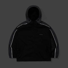 Light Weight Reflective Line Hooded Jacket Black