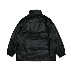Leather Anorak Jacket Black