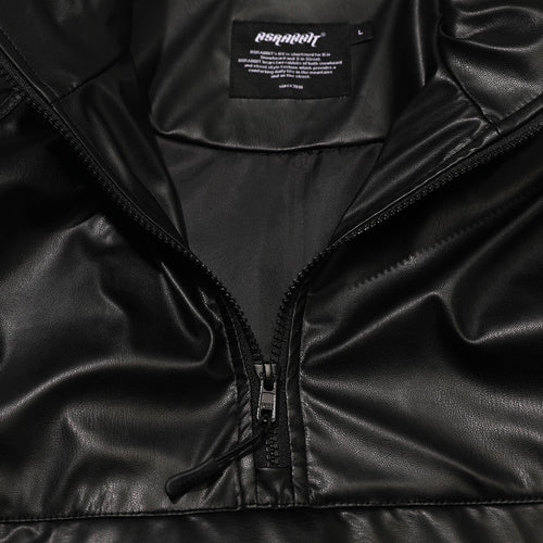 Leather Anorak Jacket Black