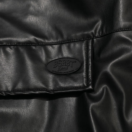 Leather Anorak Jacket Black