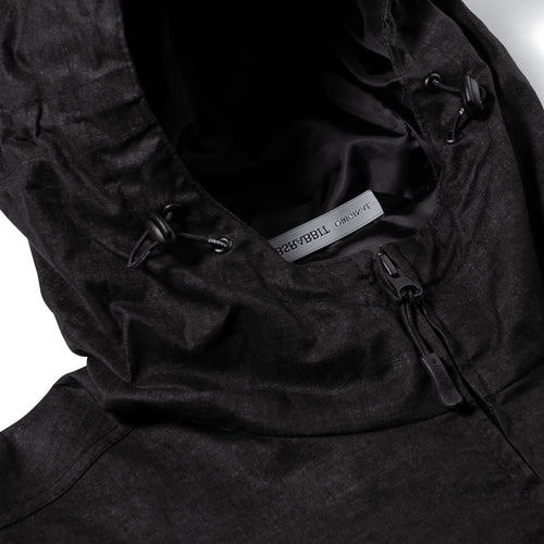 Rustic Charm Linen Hooded Jacket Black