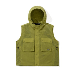 Big Pocket Hooded Vest Solar Yellow