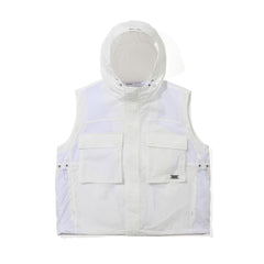 Big Pocket Hooded Vest White