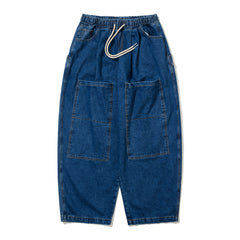 Utility Front Cargo Super Wide Denim Pants Blue