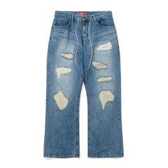 Flare Relaxed Fit Denim Pants Vintage Blue