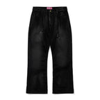 Flare Relaxed Fit Velvet Denim Pants Vintage Black