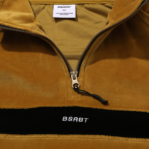 Logo Velour Line Pullover Mustard