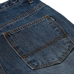 Cut-Out Damaged Denim Pants Washed Indigo