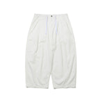 Wide-Leg Drawstring Cotton Pants White