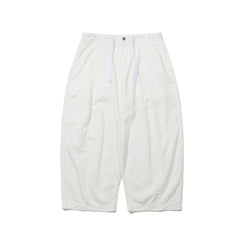 Wide-Leg Drawstring Cotton Pants White