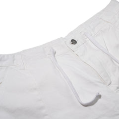 Wide-Leg Drawstring Cotton Pants White