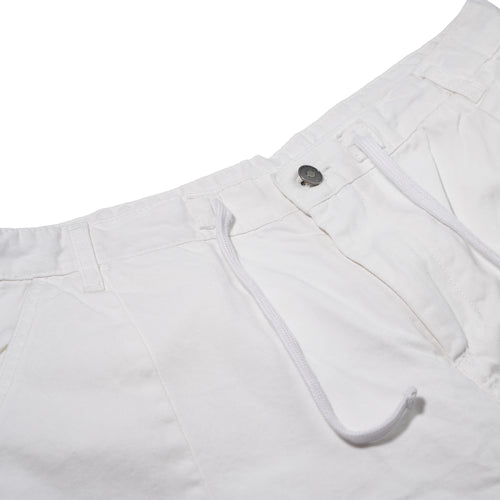 Wide-Leg Drawstring Cotton Pants White