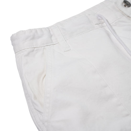 Wide-Leg Drawstring Cotton Pants White