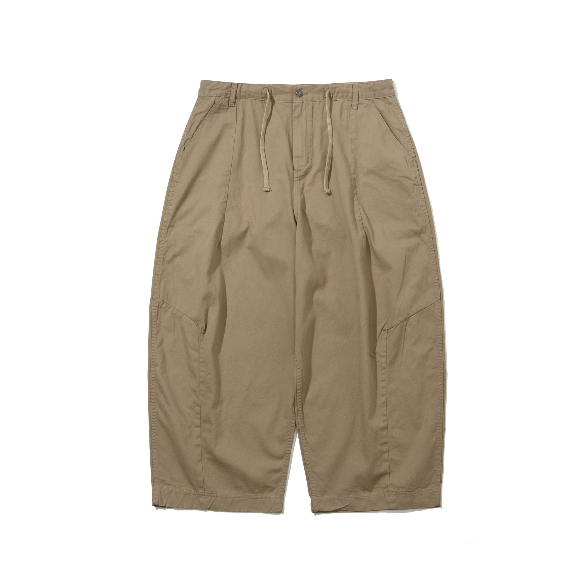 26SS BSRABBIT Wide-Leg Drawstring Cotton Pants Ash Khaki