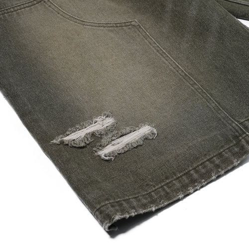 Damaged Denim Shorts Olive
