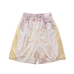Color-Block Mesh Track Shorts Beige