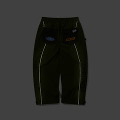 Patched Utility Super Wide Ventilation Pants Green