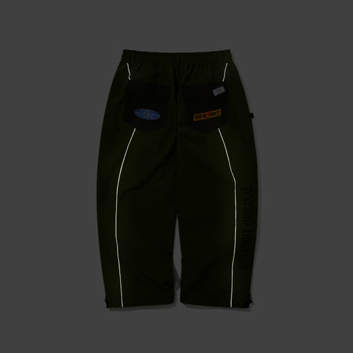 Patched Utility Super Wide Ventilation Pants Green
