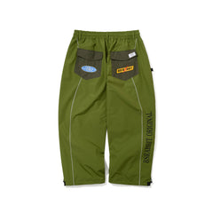 Patched Utility Super Wide Ventilation Pants Green