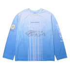 Color-Block Mesh Long Sleeve Sky