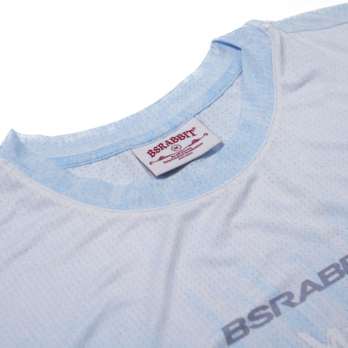 Color-Block Mesh Long Sleeve Sky