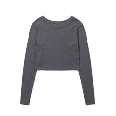 Rabbit Hole Logo Women's Crop Long Sleeve Light Charcoal