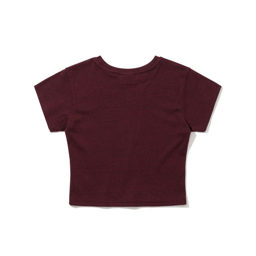 Renaissance Rabbit Print Women's Short Crop SST Burgundy