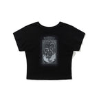 Renaissance Rabbit Print Women's Short Crop SST Black