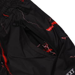 DSXBR VELVET SUPER WIDE BOX PANTS RED THUNDER BLACK