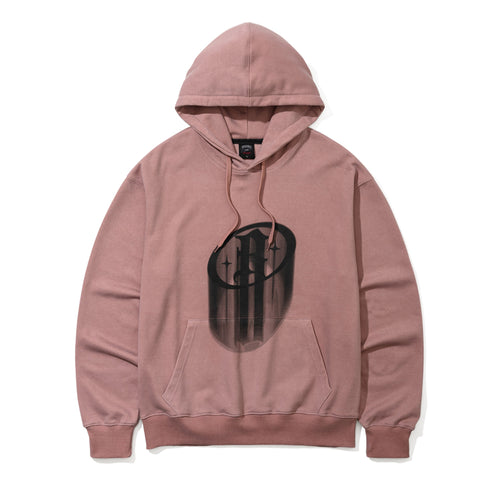 FLOWING LOGO PRINTING PIGMENT HOODIE INDY PINK