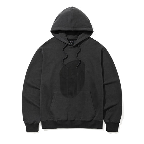 FLOWING LOGO PRINTING PIGMENT HOODIE CHARCOAL