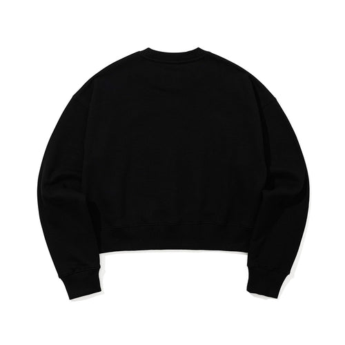 SQUARE BLOCK RABBIT FLOWER CROPPED CREWNECK BLACK