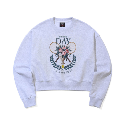 RABBIT DAY FOCUS AND EXCEL CROPPED CREWNECK HEATHER GREY