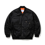 DOUBLE ZIPPER SHIRRING MA-1 JACKET BLACK