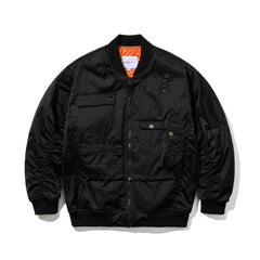 DOUBLE ZIPPER SHIRRING MA-1 JACKET BLACK