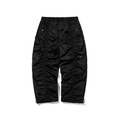 DOUBLE SHIRRING SUPER WIDE PANTS BLACK