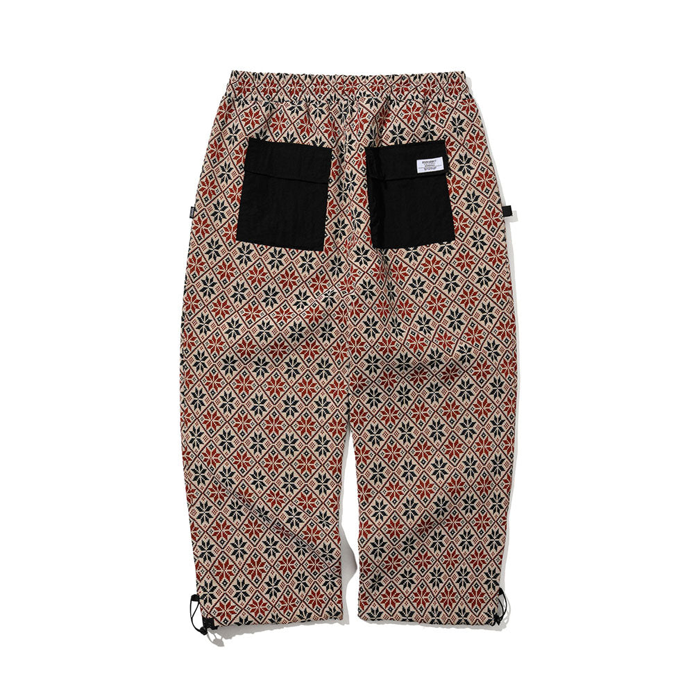 ETHNIC WIDE TRACK PANTS BEIGE BLACK