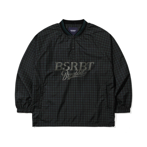 BSRBT SPORTY PULLOVER SNAP JACKET CHECK GREEN