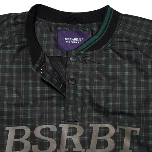 BSRBT SPORTY PULLOVER SNAP JACKET CHECK GREEN