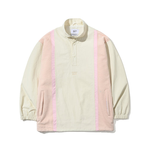 COMFORTABLE PULLOVER SNAP JACKET IVORY/PINK