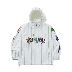 RAINBOW TR STRIPE HOODED JACKET WHITE