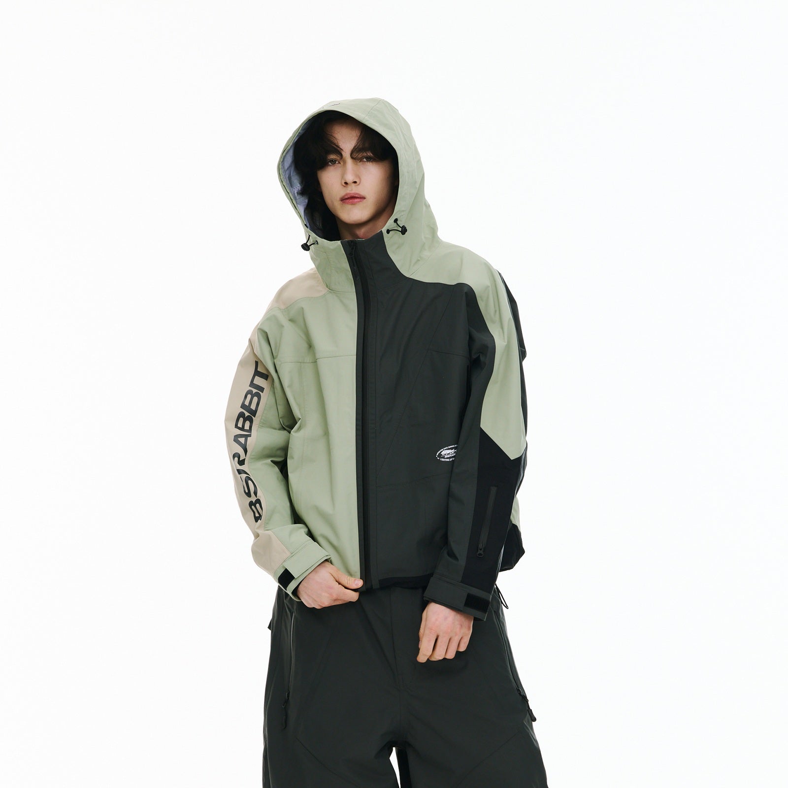 2526FW BSRABBIT Asymmetric 3L Seam Sealing Hooded Shell Jacket Ash
